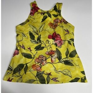 Athleta Conscious Support Iris Floral Yellow Racerback Athletic Top Small New